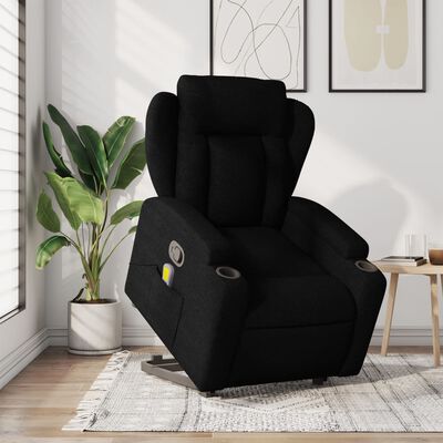 vidaXL Fauteuil inclinable de massage noir tissu