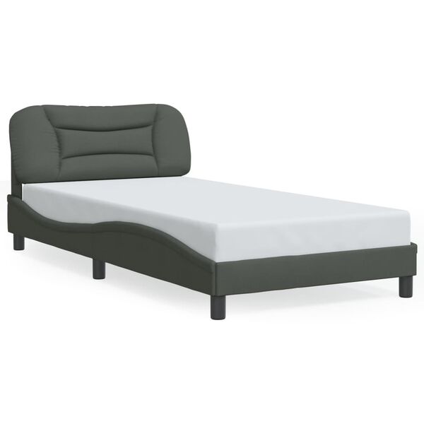 vidaXL Cadre de lit sans matelas Hvar gris foncé 100x203 cm tissu