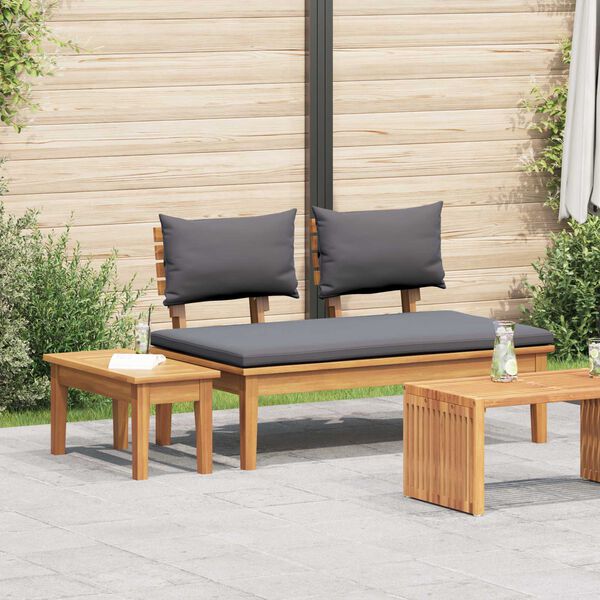 vidaXL Banc de jardin 2 pcs Gris et marron Bois de teck massif