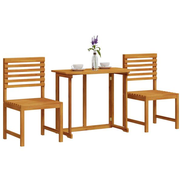 vidaXL Ensemble bistro de jardin 3 pcs Marron Bois d'Acacia Massif