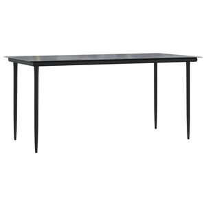 vidaXL Table &agrave; d&icirc;ner de jardin Noir 160x80x74 cm Acier et verre tremp&eacute;