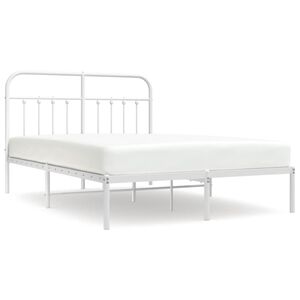 vidaXL Cadre de lit m&eacute;tal sans matelas et t&ecirc;te de lit blanc 135x190 cm