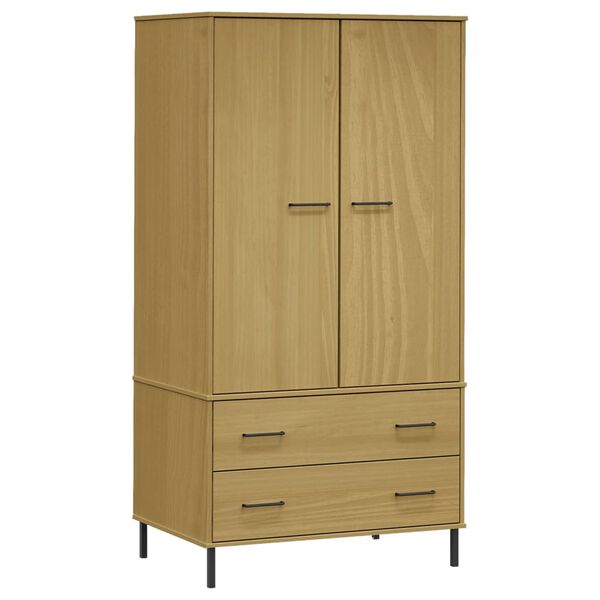 vidaXL Garde-robe avec pieds en m&eacute;tal Marron 90x55x172,5 cm Bois OSLO