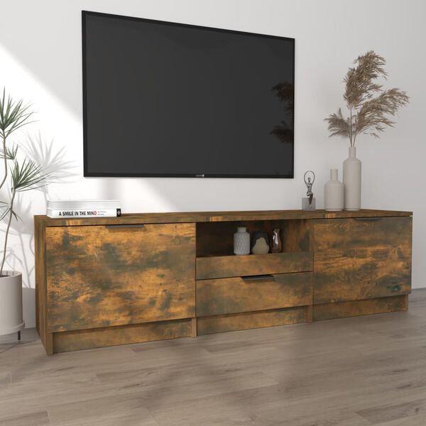 vidaXL Meuble TV Ch&ecirc;ne fum&eacute; 140x35x40 cm Bois d'ing&eacute;nierie