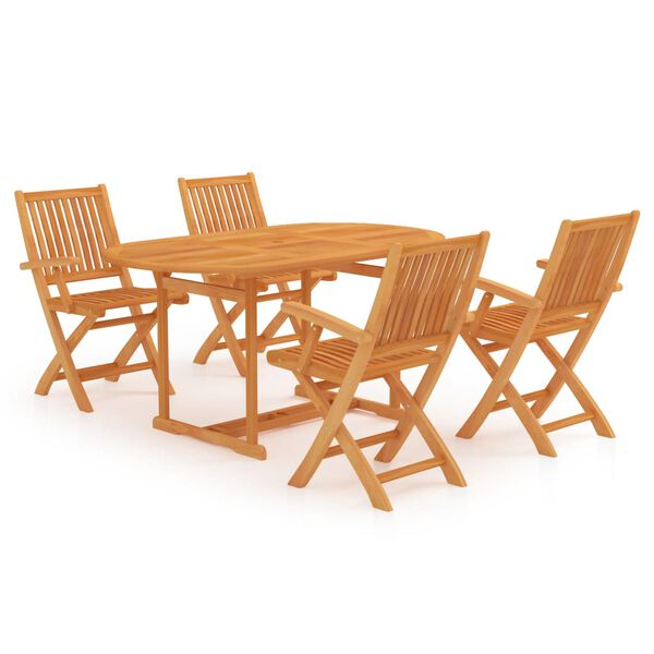 vidaXL Ensemble &agrave; manger de jardin 5 pcs Bois de teck massif