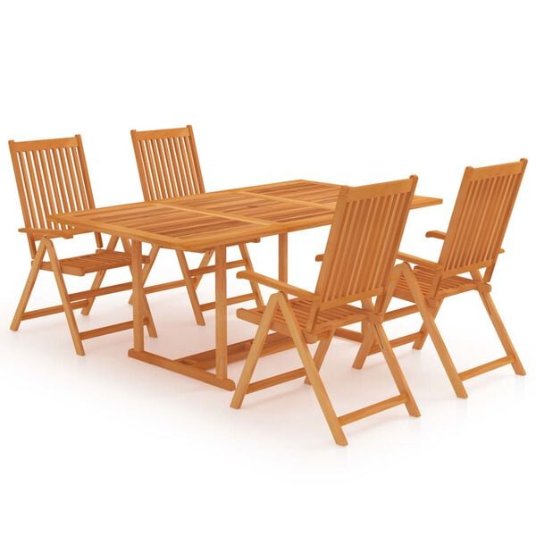 vidaXL Ensemble &agrave; manger de jardin 5 pcs Bois de teck massif