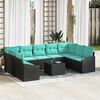 vidaXL Ensemble de canap&eacute; de jardin 10 pcs Noir et turquoise