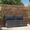 vidaXL Canap&eacute;s centraux de jardin et coussins 2pcs Gris R&eacute;sine tress&eacute;e