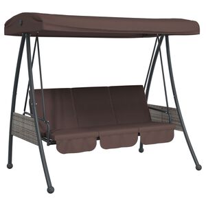 vidaXL Balancelle de jardin avec auvent réglable marron café acier