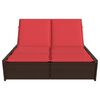 vidaXL Chaise longue double avec coussins marron résine tressée