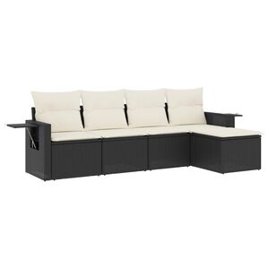 vidaXL Salon de jardin 5 pcs avec coussins noir r&eacute;sine tress&eacute;e