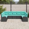 vidaXL Ensemble de canap&eacute; de jardin 10 pcs Noir et turquoise polyrotin