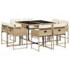 vidaXL Ensemble &agrave; manger de jardin et coussins 9 pcs beige Poly rotin