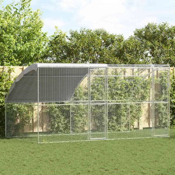 vidaXL Cage &agrave; poules 2 pcs Argent&eacute; 400 x 200 x 200 cm Acier et PE