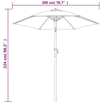 vidaXL Parasol Bordeaux 200x224 cm Aluminium