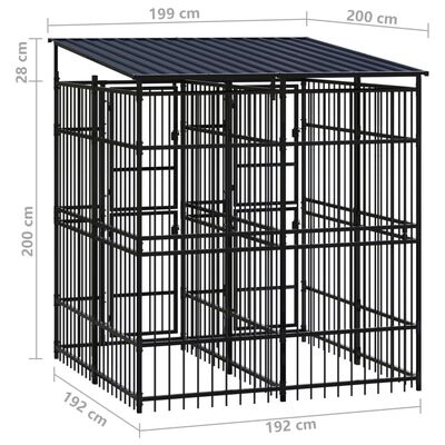 vidaXL Chenil d'extérieur avec toit pour chiens Acier 3,69 m²