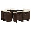 vidaXL Ensemble &agrave; manger de jardin et coussins 9 pcs marron poly rotin