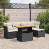 vidaXL Salon de jardin 6 pcs avec coussins noir résine tressée acacia