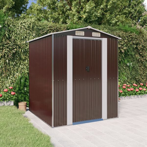 vidaXL Abri de jardin Marron fonc&eacute; 192x191x223 cm Acier galvanis&eacute;