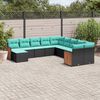 vidaXL Salon de jardin 11 pcs avec coussins noir r&eacute;sine tress&eacute;e