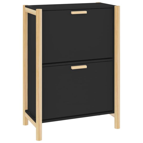 vidaXL Armoire &agrave; chaussures Noir 57,5x33x80 cm Bois d'ing&eacute;nierie