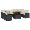 vidaXL Salon de jardin 10 pcs avec coussins noir r&eacute;sine tress&eacute;e