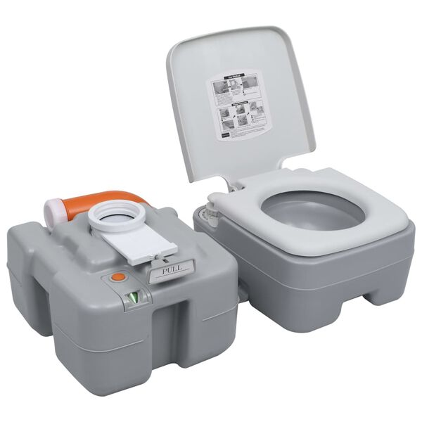 vidaXL Toilette portable de camping Gris 20+10 L