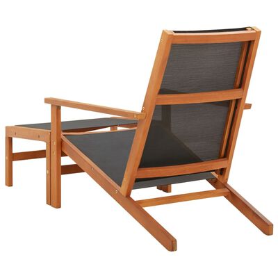 vidaXL Chaise de jardin et repose-pied Eucalyptus solide et textilène