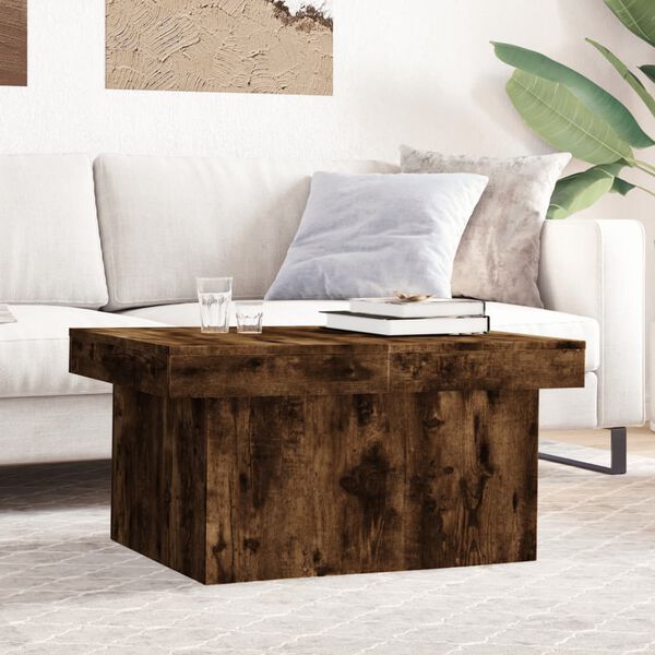 vidaXL Table basse ch&ecirc;ne fum&eacute; 80x55x40 cm bois d'ing&eacute;nierie