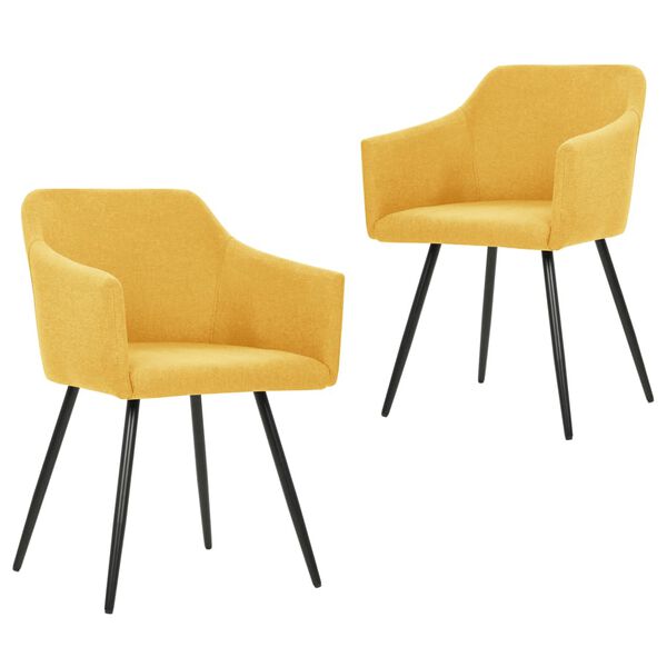 vidaXL Chaises &agrave; manger lot de 2 jaune tissu