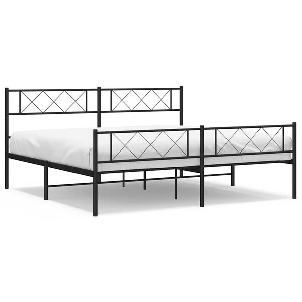 vidaXL Cadre de lit métal sans matelas avec pied de lit noir 193x203cm