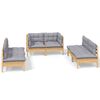 vidaXL Salon de jardin 6 pcs avec coussins gris Bois de pin massif
