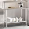 vidaXL Table de travail de cuisine avec étagère 110x55x120 cm inox