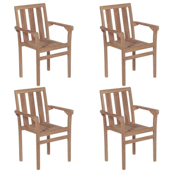 vidaXL Chaises de jardin empilables lot de 4 Boie de teck solide