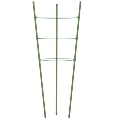 vidaXL Supports pour plantes de jardin 3 anneaux 5pcs Vert 45 cm Acier