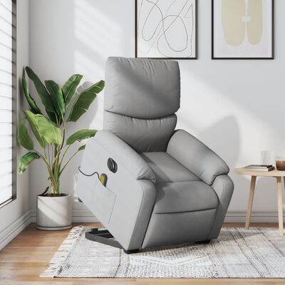 vidaXL Fauteuil inclinable de massage électrique gris clair tissu