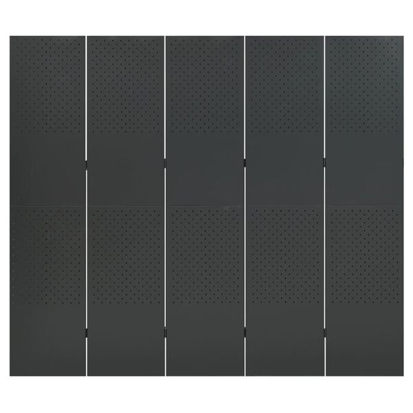 vidaXL Cloison de s&eacute;paration 5 panneaux Anthracite 200x180 cm Acier