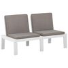 vidaXL Salon de jardin 3 pcs avec coussins Plastique Blanc