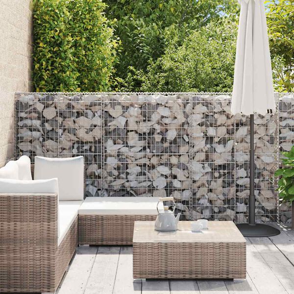vidaXL Mur &agrave; gabion avec couvercles Acier galvanis&eacute; 600 x 50 x 150 cm