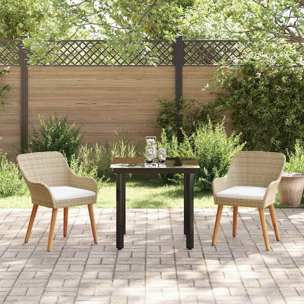 vidaXL Ensemble de salle à manger pour jardin 3 pcs Beige polyrotin