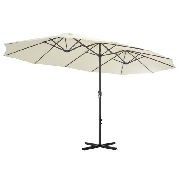 vidaXL Parasol d'ext&eacute;rieur et poteau en aluminium 460x270 cm sable