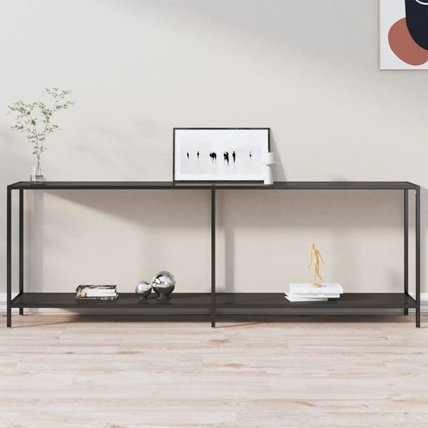 vidaXL Table console Noir 220x35x75,5 cm Verre tremp&eacute;