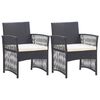 vidaXL Fauteuils de jardin avec coussins lot de 2 Noir R&eacute;sine tress&eacute;e