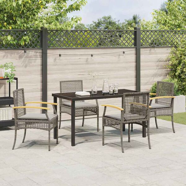 vidaXL Ensemble de salle &agrave; manger pour jardin 5 pcs Gris et Noir Rotin