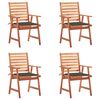 vidaXL Chaises &agrave; manger d'ext&eacute;rieur lot de 4 et coussins Acacia massif