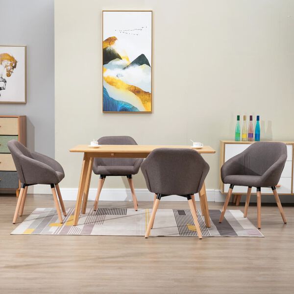 vidaXL Chaises &agrave; manger lot de 4 taupe tissu