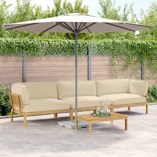 vidaXL Ensemble de Canap&eacute;s Uni 4 pcs Beige Bois d'Acacia Massif
