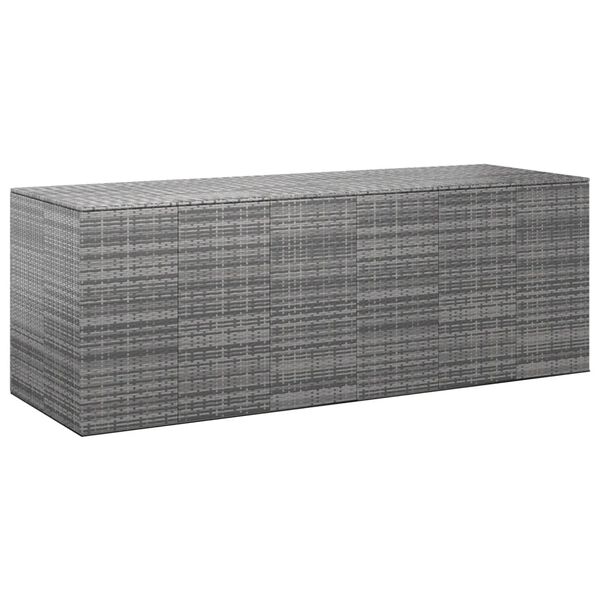 vidaXL Bo&icirc;te &agrave; coussins de jardin R&eacute;sine tress&eacute;e 291x100,5x104 cm Gris