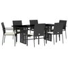 vidaXL Ensemble &agrave; manger de jardin coussins 7pcs Noir R&eacute;sine tress&eacute;e