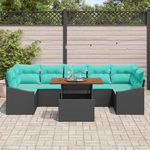 vidaXL Ensemble de canap&eacute; de jardin 8 pcs Noir Poly rotin